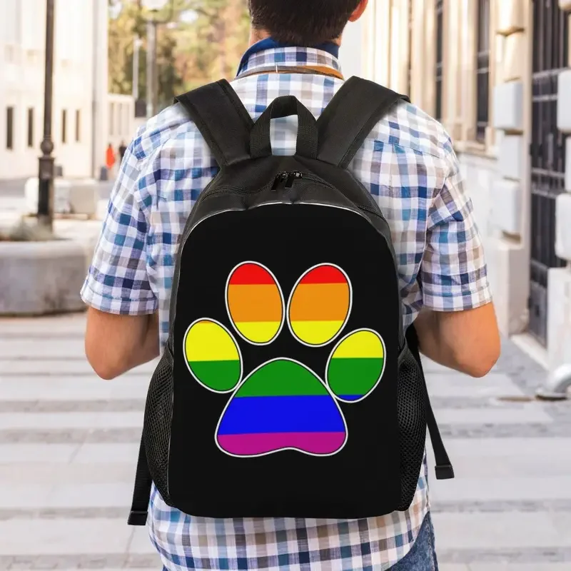 Mochila de viaje LGBT Pride Gay Paw para hombres y mujeres, bolsa de libros para computadora escolar, bolsas de día para estudiantes universitarios