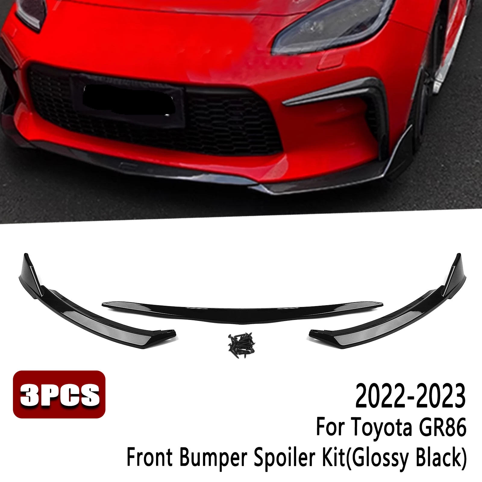 Front Bumper Spoiler Splitter Lip Lower Guard For Toyota GR86 2022 2023