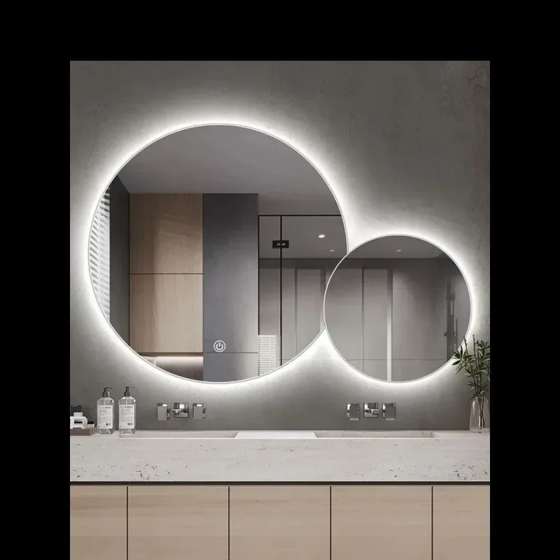 Clear No Fog Bathroom Mirror Led Light And Bluetooth Aesthetic Double Bathroom Mirror Modern Custom  Indoor Supplies