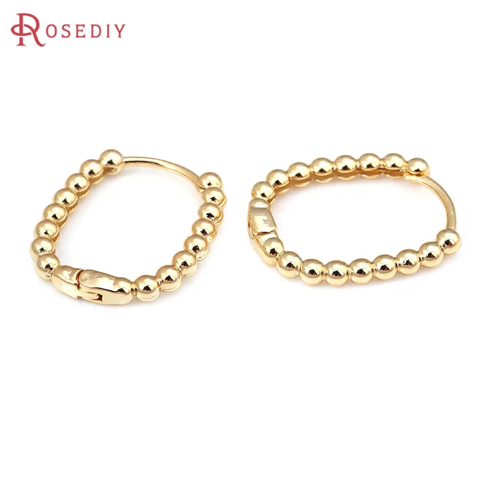 10PCS 18K Gold Color Brass Rounded Rectangle Loop Earrings Hoops High Quality Diy Jewelry Making Supplies Accessories for Women