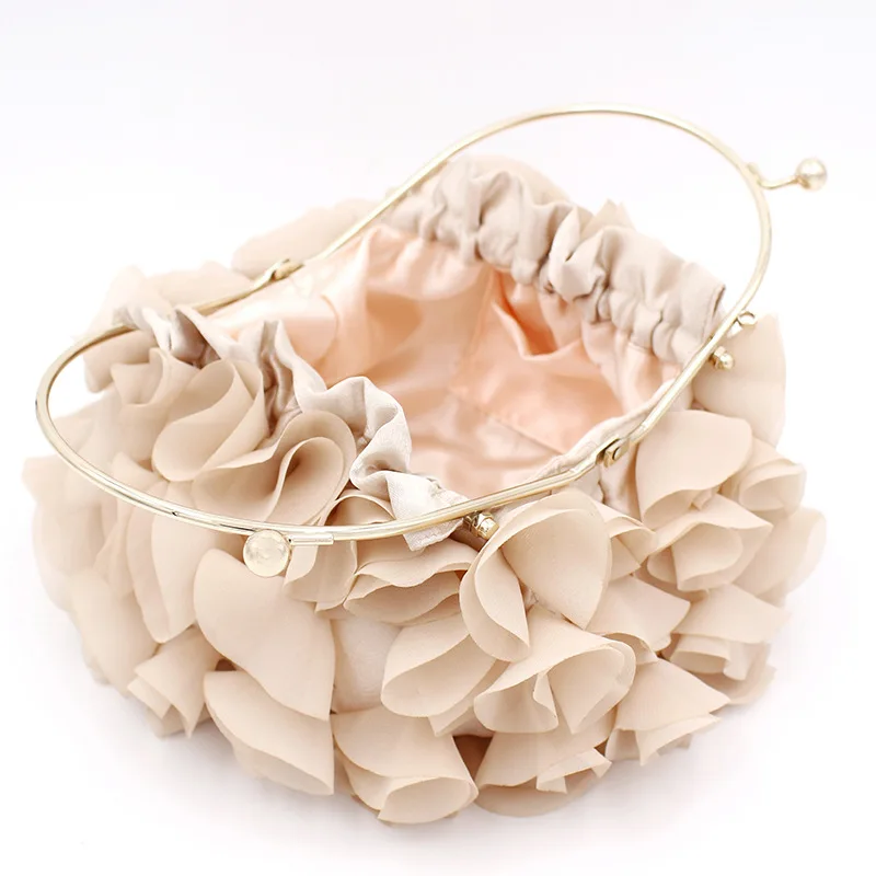 New Fashion Brand Handbags Women Flower Cute Bag Solid Luxury Champagne Bags Floral Bride Totes Cute Trendy Casual Day Clutch