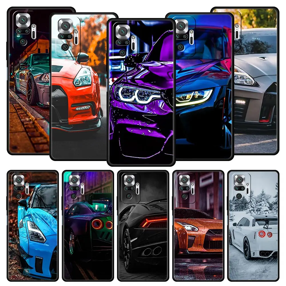 Blue Red JDM Sport Car For Xiaomi Redmi Note 12 5G Phone Case 10C 10 11 9 8 Pro Plus 9S 7 8T 9T 9A 8A 9C K50 K40 Gaming Cover