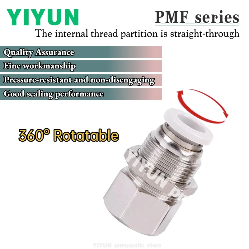 

Pneumatic Bulkhead Female Connector Joint PMF4-M5 01 02 PMF6-M5 01 02 03 04 PMF8 PMF10-01 -02 -03 -04 PMF Series YIYUN