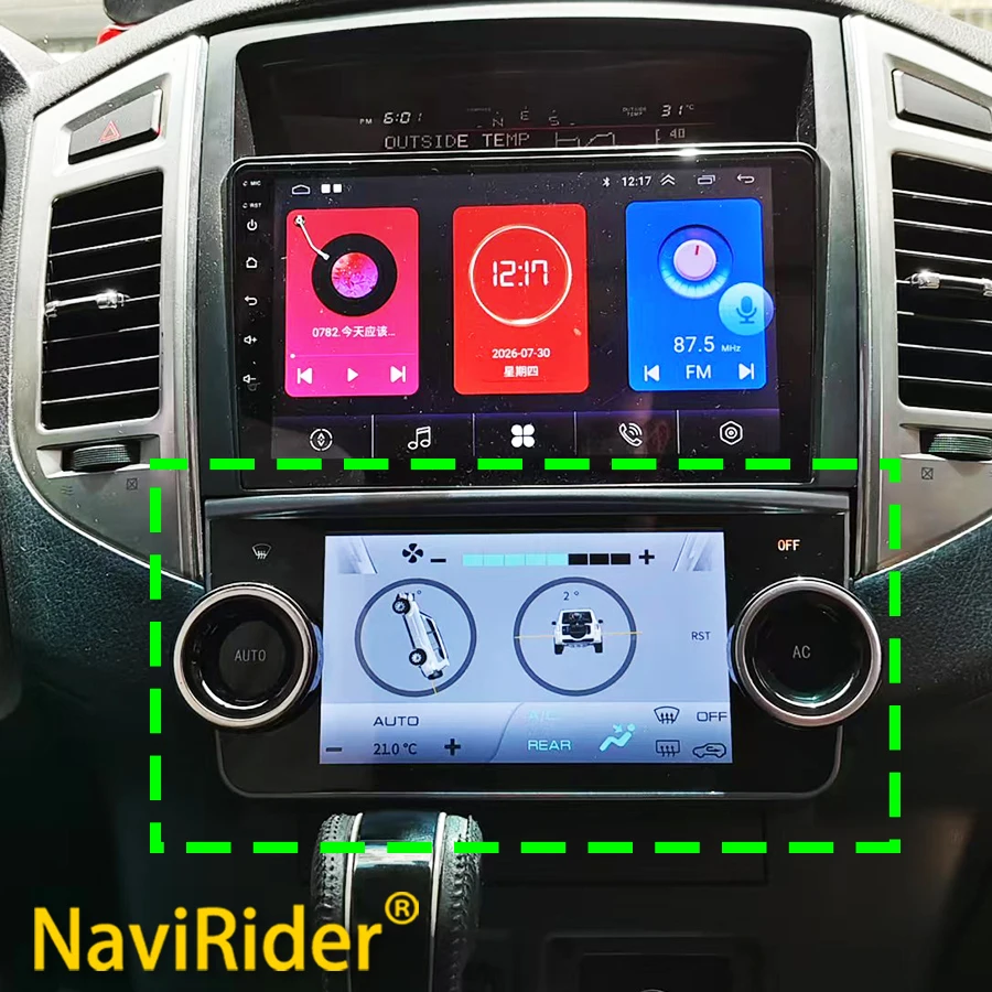 Touch LCD Climate Control Panel Plug‑and‑Play AC Heater Control Unit With TPMS & Gyroscope For Mitsubishi Pajero V83 V93 V95 V97