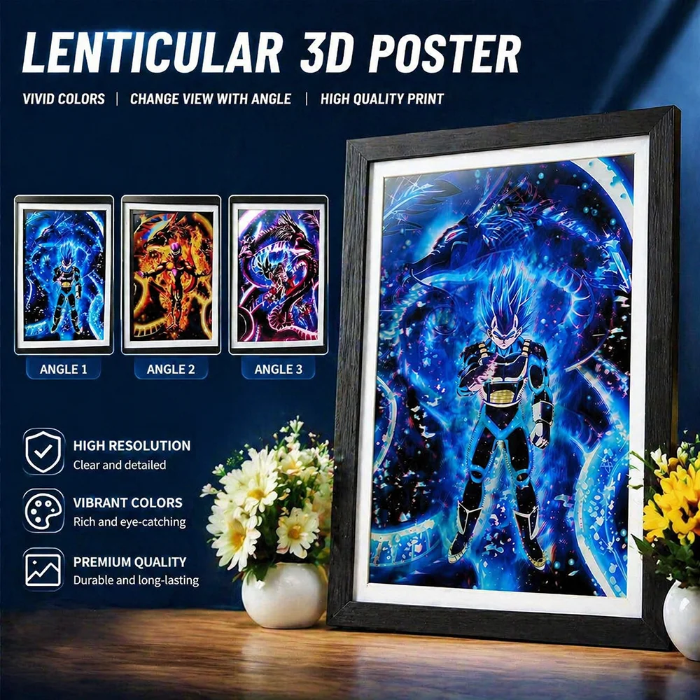 

"Dragon Ball Z 3D Lenticular Poster Art Prints – Goku, Vegeta, and Frieza Posters for Room Decor (Unframed)"