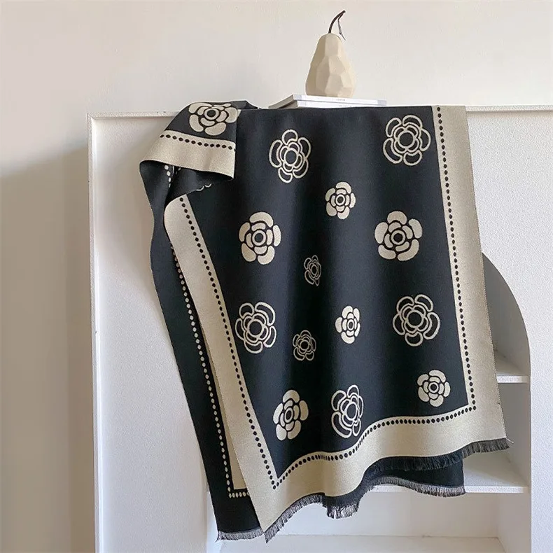 

Luxury Brand Winter Women Scarf Warm Shawl Wraps Pashmina Blanket Large Scarves Flower Printed Foulard Female Cashmere Bufandas