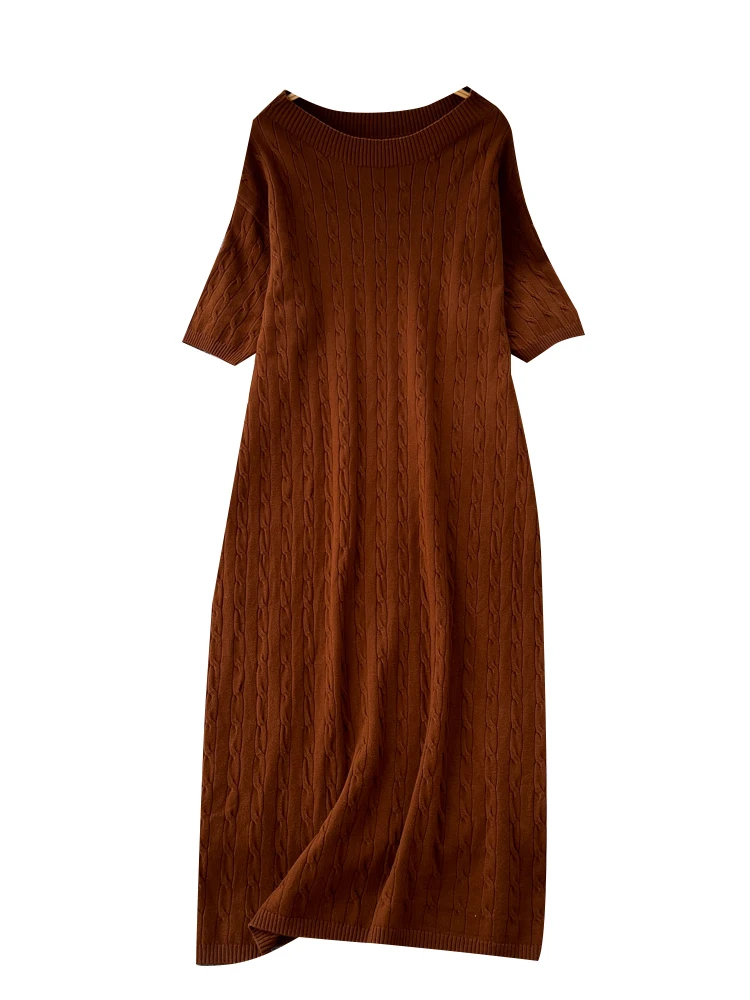 Maglia ampia rotonda Ne Five-Quarts Sve Dr Vita alta da donna A-Line Midi Dr Summer Ci Commute Casual Sle