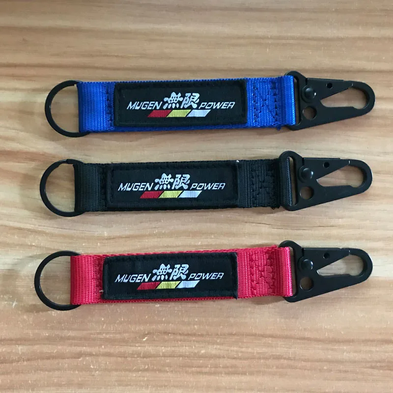 

Half circle Alloy Key Ring Nylon Textile Embroidery MUGEN Emblem RACING JDM Car Keychain Belt pendant for Honda Accessories