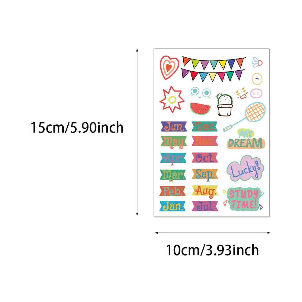 8PCS Creative Hand drawn Element Plan Book Graffiti Stickers Decoration DIY Bookboard Notebook Desktop Waterproof Stickers