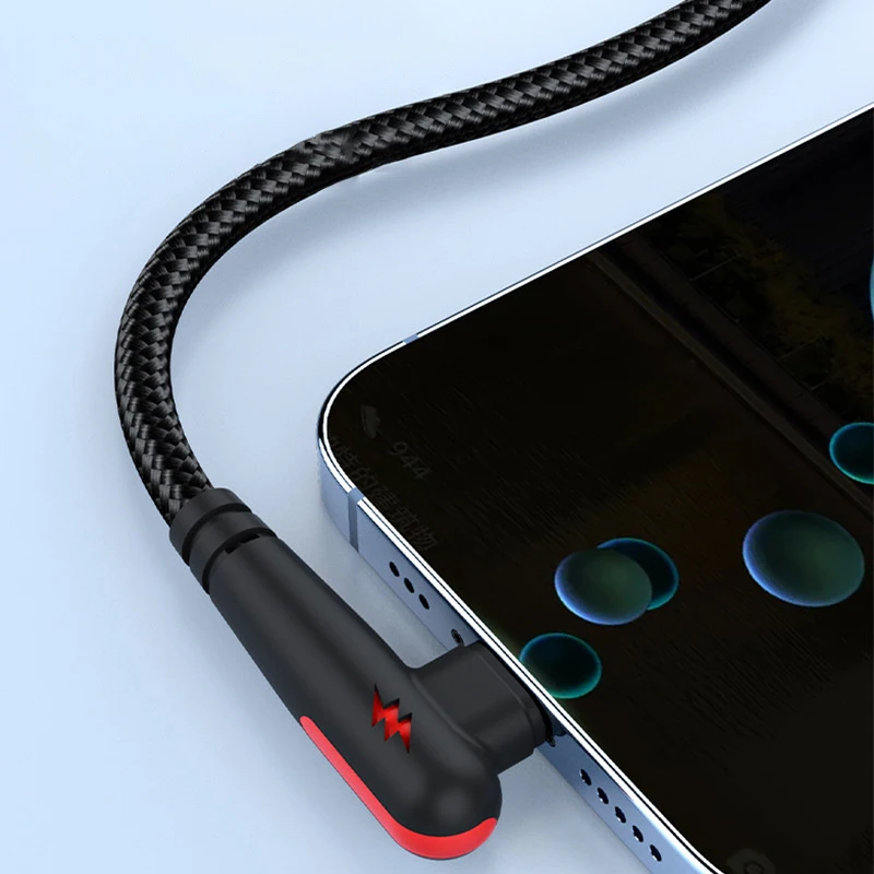 Cavo da USB a tipo C da 120W a 90 gradi Micro-USB per Lightning per Iphone per IPad Android Phone Tablet cavo per data di ricarica rapida
