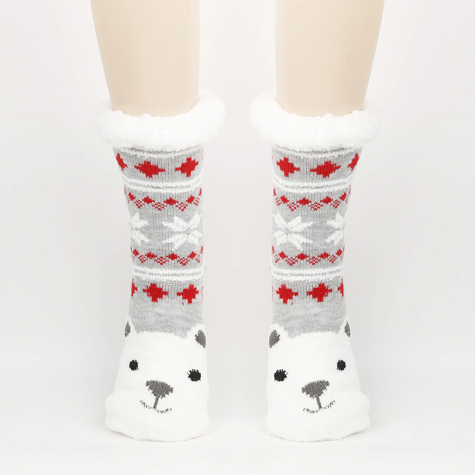 زوج واحد من جوارب عيد الميلاد الجديدة للنساء، جوارب أرضية للخريف والشتاء، جوارب ثلجية، جوارب نوم منزلية مخملية سميكة، جوارب سجادة