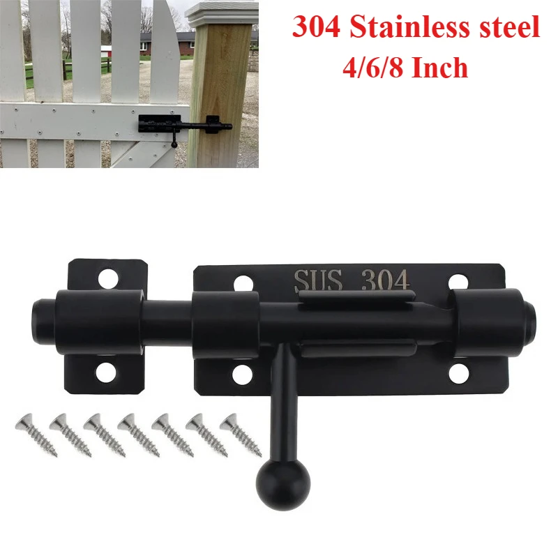

4 /6/8Inch 304 Stainless Steel Barrel Bolt Dofor Latch Window Catch Buckle Cabinet with Padlock Aluminum Doors Security Locks