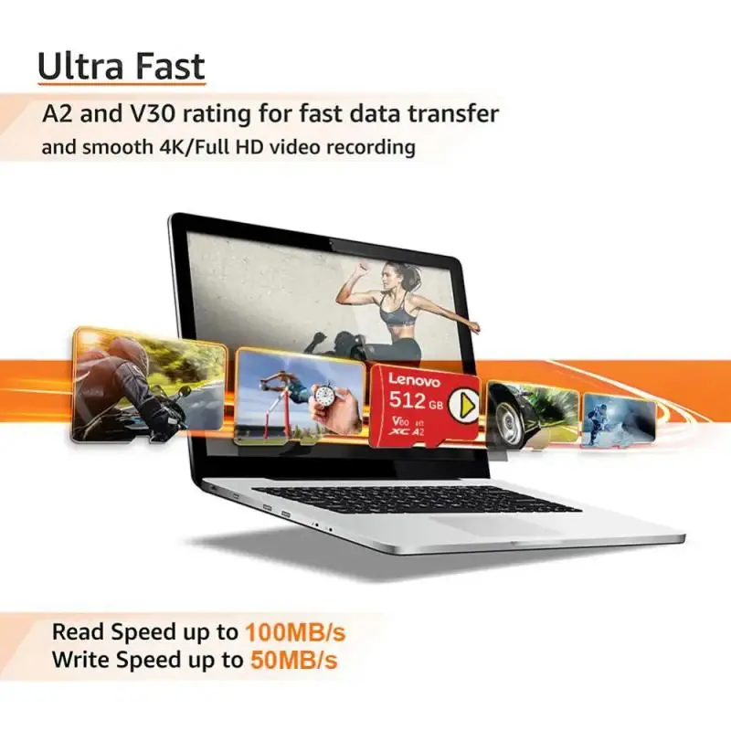 Lenovo-Cartão de Memória Flash de Alta Velocidade, 2TB, 512GB, 256GB, Class10 Micro TF, 128GB, 64GB, Telemóvel, Unidade Portátil