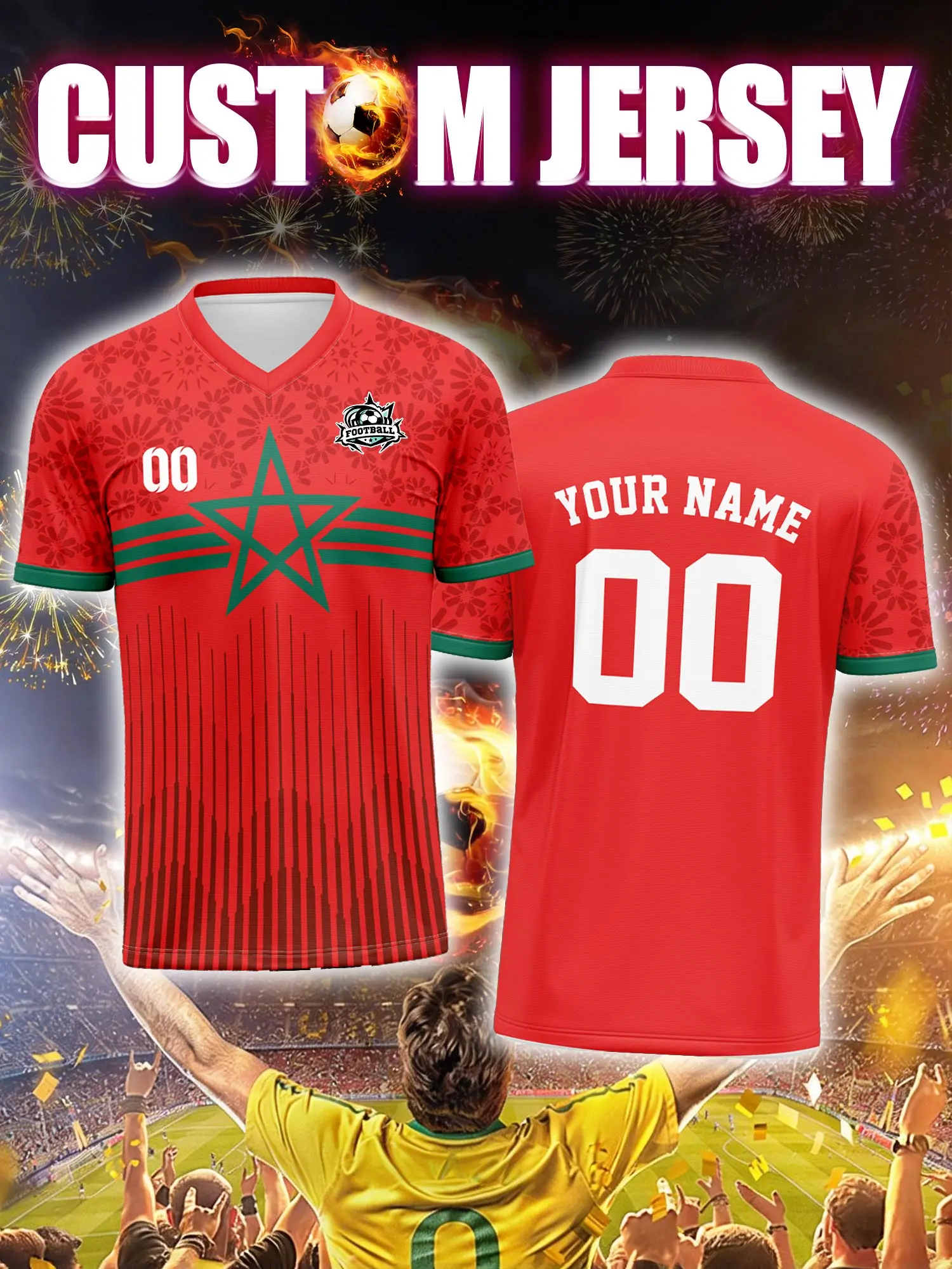 Custom Image Number Name Soccer Jersey,Evening Drill Practice Shirt,Cooling Mesh Panel Airflow Soccer Athletic Wear