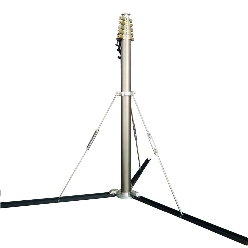 8m Aluminum Alloy Pneumatic Telescopic Mast Tailorable with No/small/big Locks for CCTV Camera Lighting Illumination