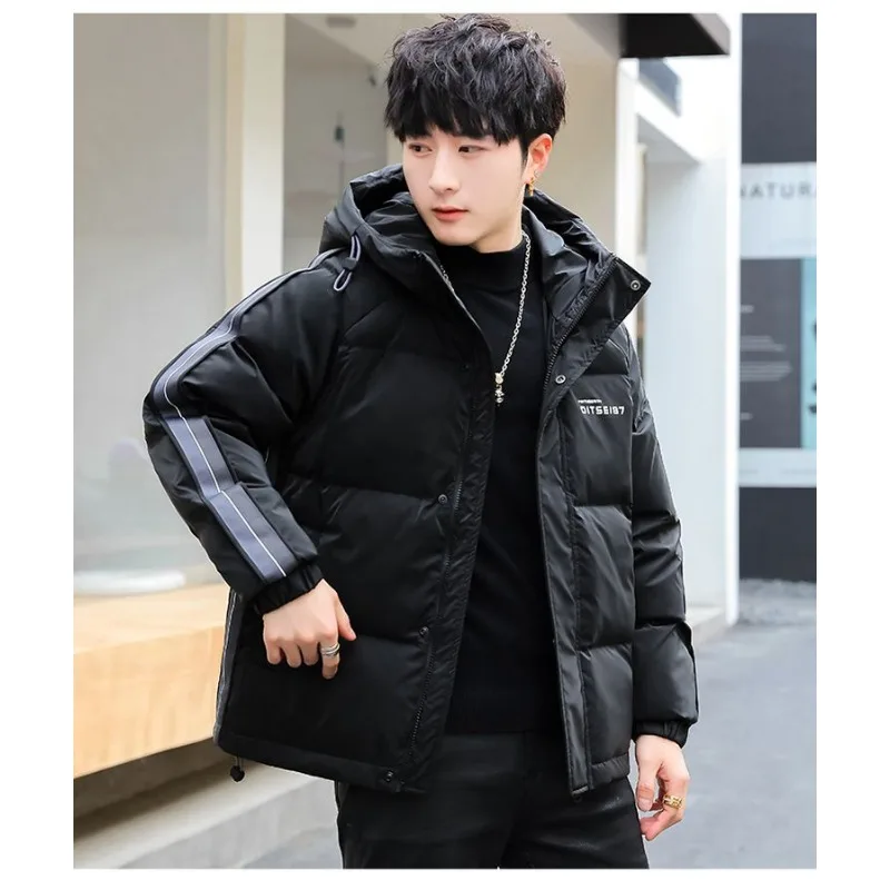 Luxury Winter Down Jackets Men White Duck Down Coat Cargo Jackets Hooded Warm Windproof Outerwear Pocket Zipper Long Sleeve Tops