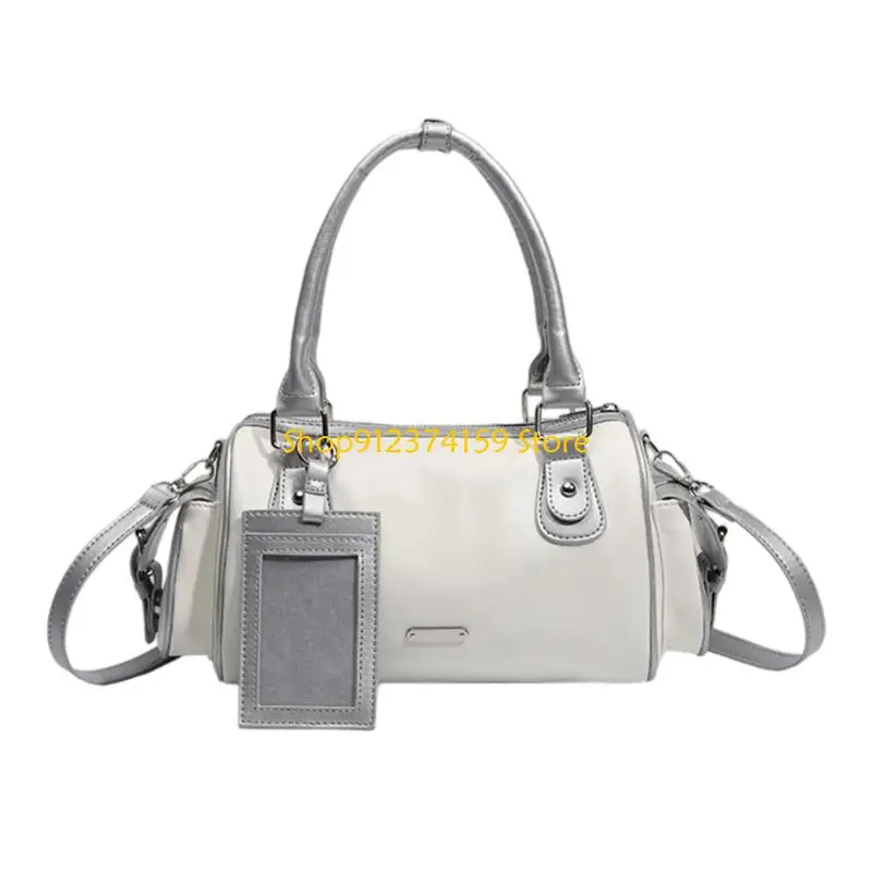 

G5AE Women's PU Leather Bowling Bag Stylish Crossbody Bags with Adjustable Strap Satchel Purse for Shopping and Travel