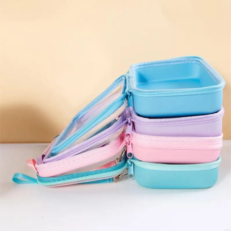 Однотонный пенал большой емкости, многофункциональные органайзеры для канцелярских товаров, косметики