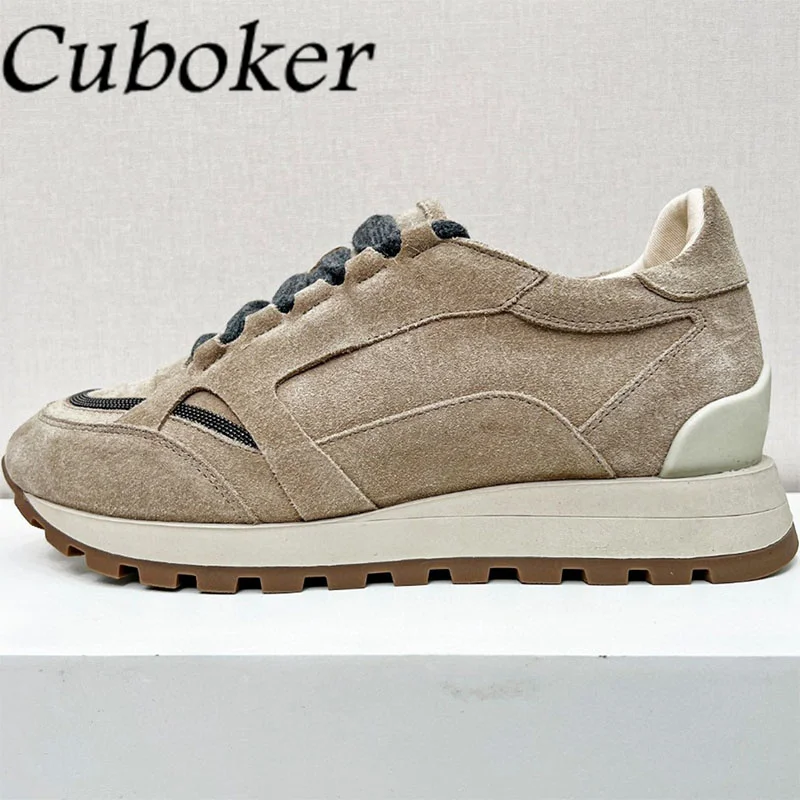 Autumn Designer Comfort Walk Real Suede Leather Leisure Sneaker Women Thick Sole Casual Flat Shoes Driving Shoes Runner Shoes