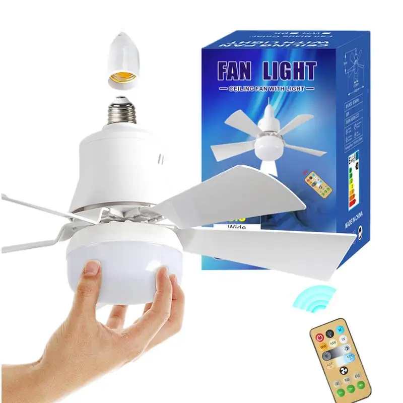 

Smart silent ceiling fan with remote control and lighting E27 Lamp Holder 3 Speeds LED Ceiling Light Fan for Home Living Room