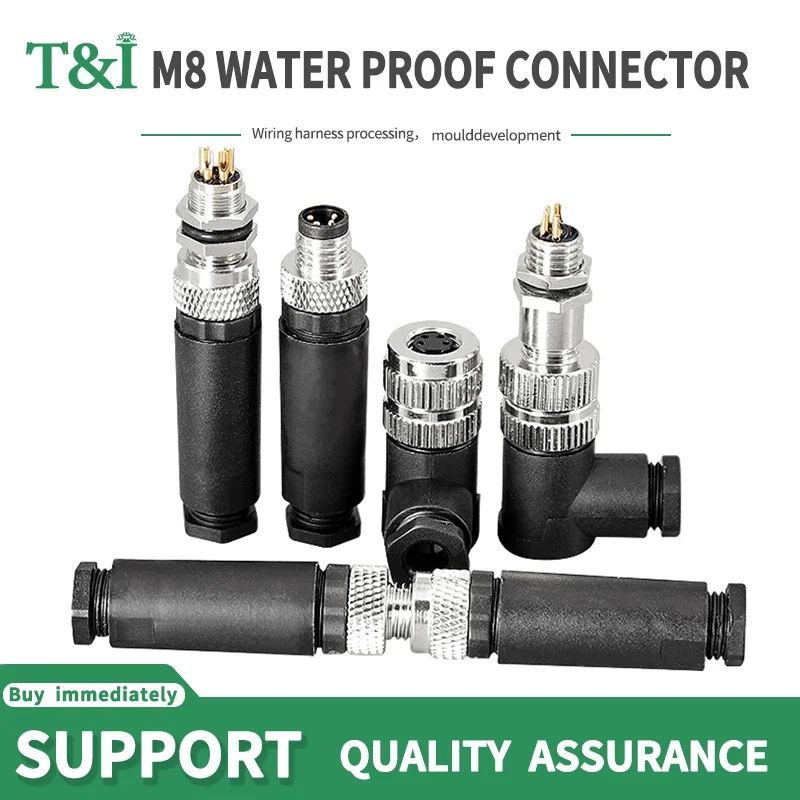 

M8 waterproof connector - 3P4P male female M8 waterproof aviation plug socket sensor cable connector