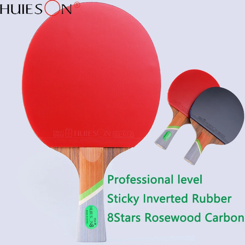 

Ракетки для настольного тенниса HUIESON Pro-level 8Stars, бита для пинг-понга, 7-слойная квадратная карбоновая губная весло для пинг-понга с сумкой для хранения