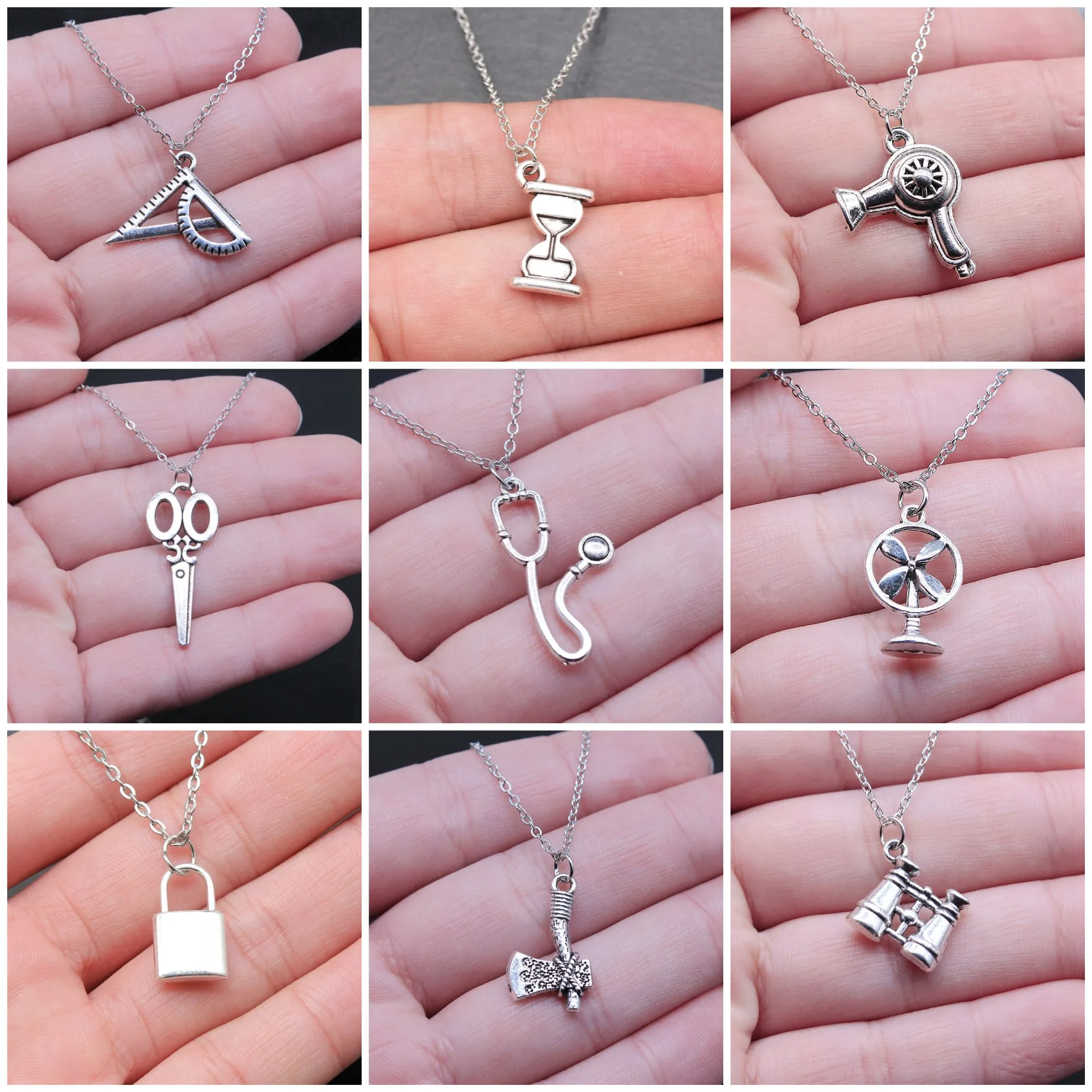 Hardware Tool Decorative Vintage Charm Necklaces For Women Men Charm Pendant Fashion Jewelry Gift