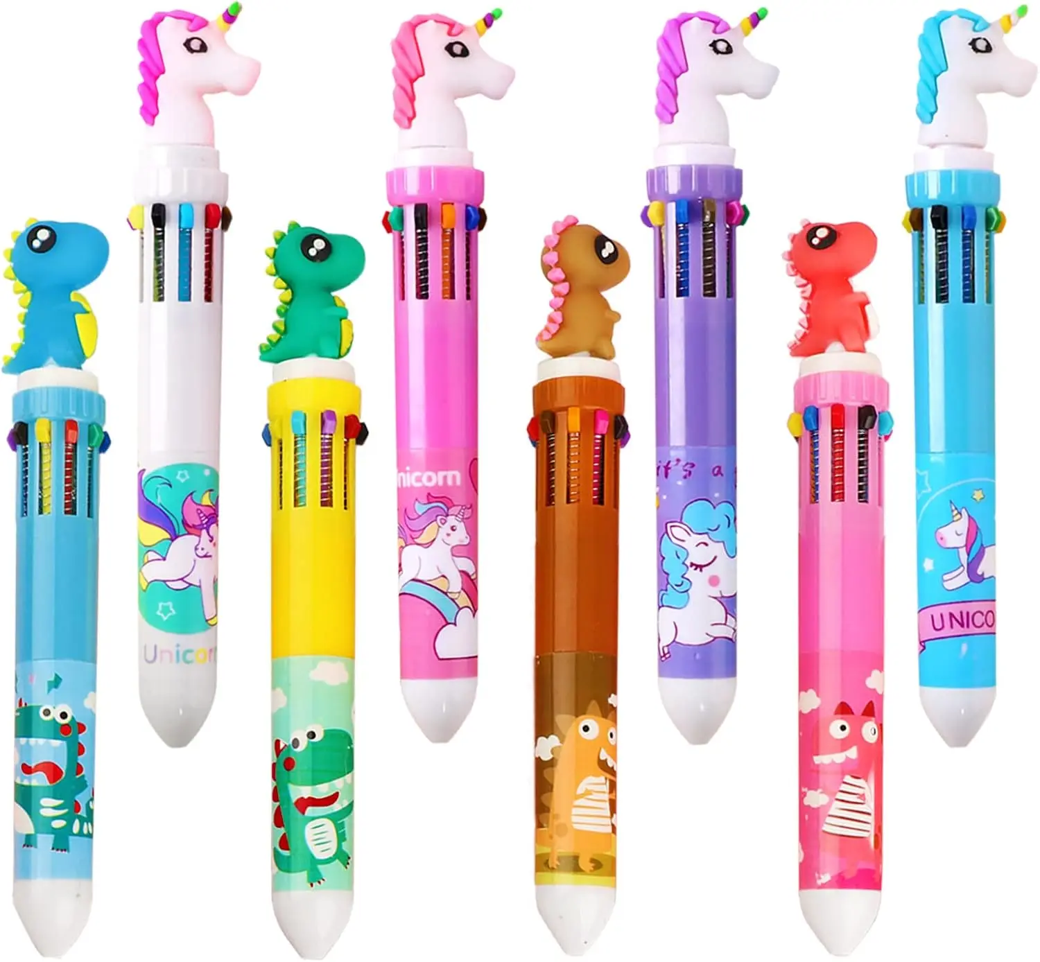 

12 Pcs Dinosaur Ballpoint Pens 10 Colors Retractable Animal Ballpoint Pens for Office School Supplies Students Children Gifts