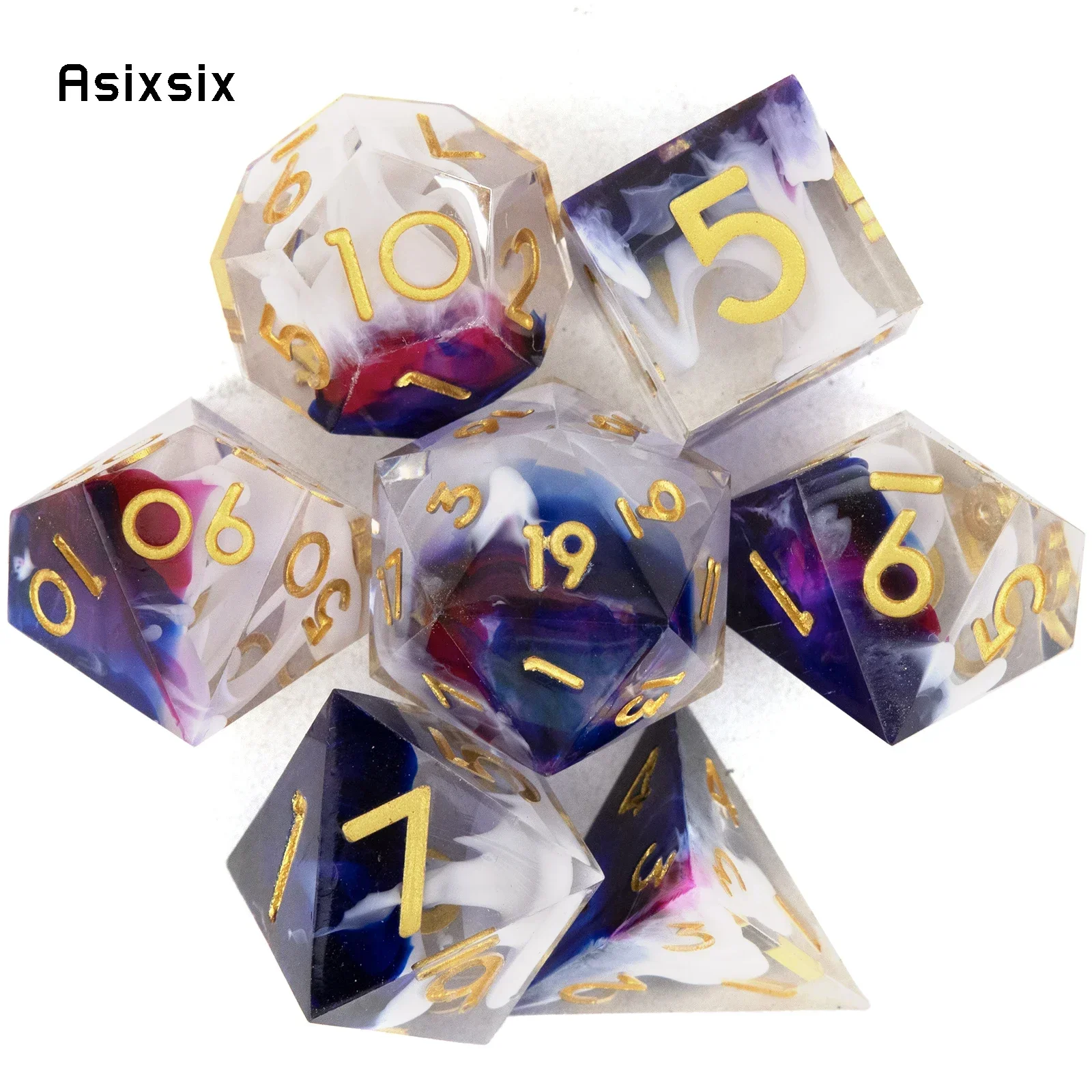 

RESIN Dice, Perfect For Tabletop Rpgs And Card Games 7 Pcs Black Golden Number Sharp Edge Resin Dice Polyhedral Dice Suitable Fo