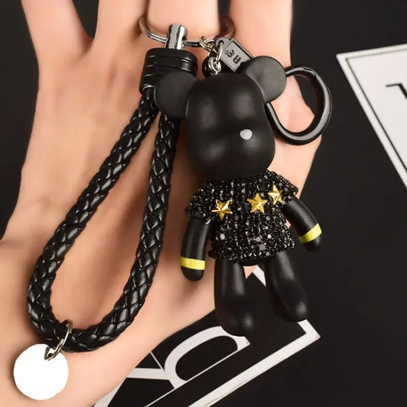 2024 Handmade Craft Rhinestone Bomgom Tassels Cartoon Popobe Gloomy Bear Keychain Cute Bag Charm Holder Cartoon Resin Key Chain