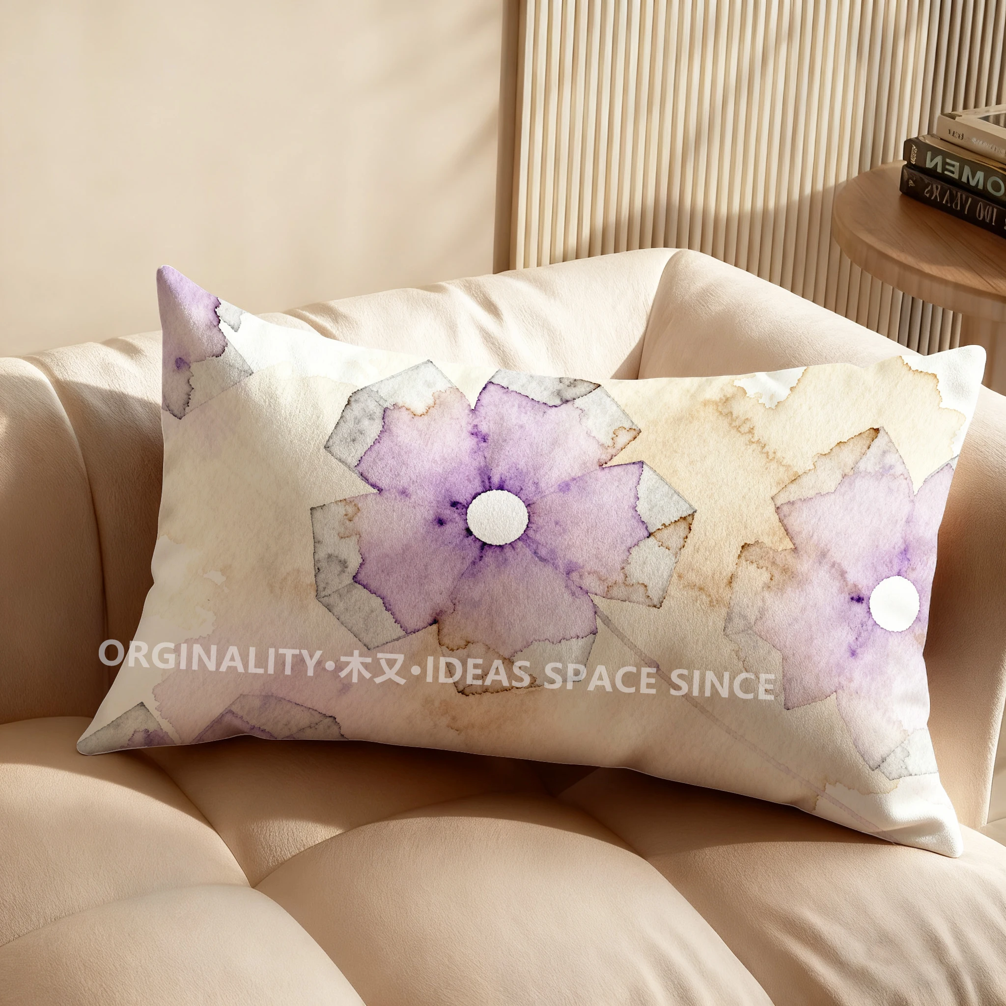 Abstract Purple Floral Pillowcase Suitable For Sofa Bedroom Car Pillow Cover Cushion Rectangular Back Cushion