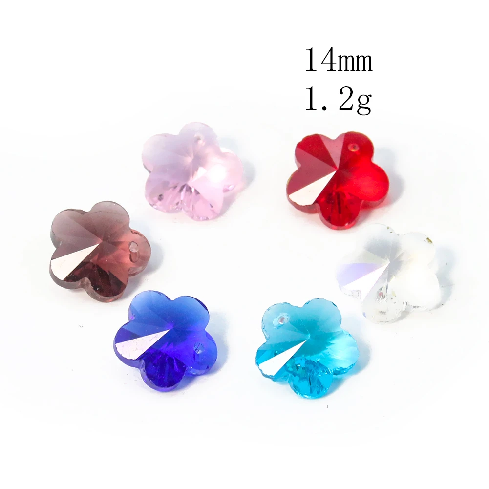 10PCS Flower Beads Pendant Charms Faceted Crystal Glass Loose Spacer Bead for Jewelry Making Supplies DIY Necklace Earrings