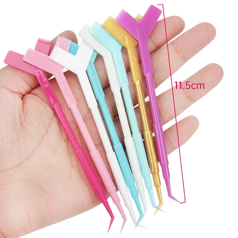 10Pcs Wiederverwendbare Kunststoff Wimper Perming Stick Tool Wimpern Verlängerung Y Form Kamm Lash Heben Curler Applikator Make-Up pinsel