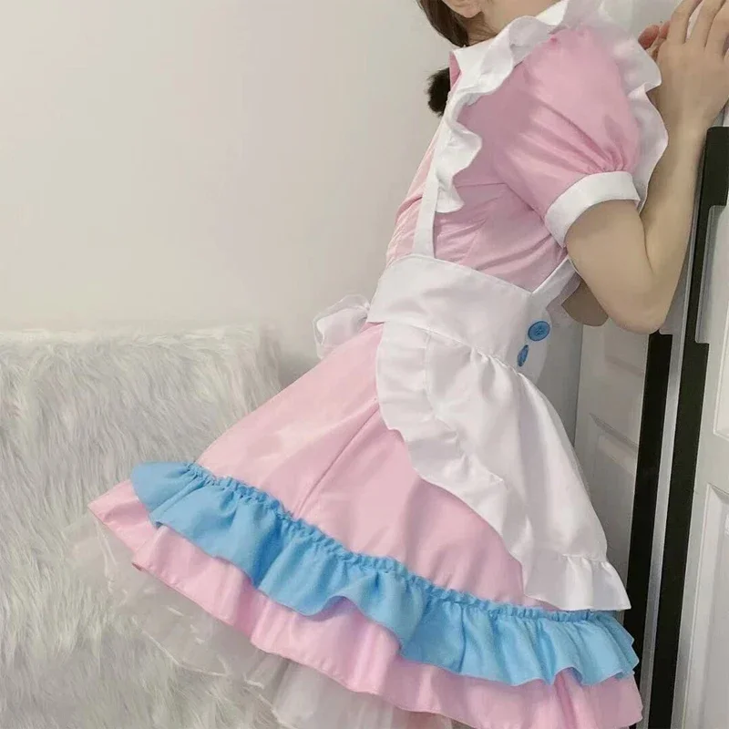 Lolita Dress cute pink ruffle maid outfit kawaii bow węzeł cat paw japońska dziewczyna JK cosplay kostiumy S-5XL codzienny mundur impreza