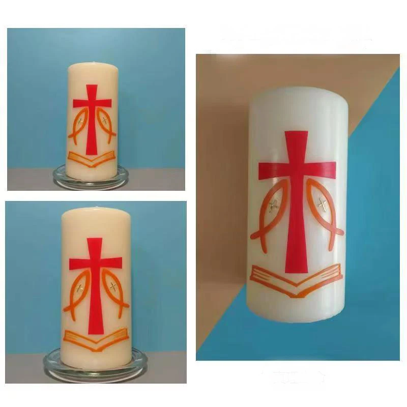 Church Supply Candle Hand Craft Decorated Family Prayer Paraffin Devotional Candle 6