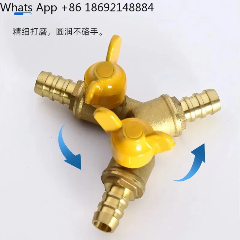 All-Copper Thickened Three-Way Gas Valve Disc Handle 4-Point Y-Type Gas Separation Angle Valve with Inner Brass Outer Thread