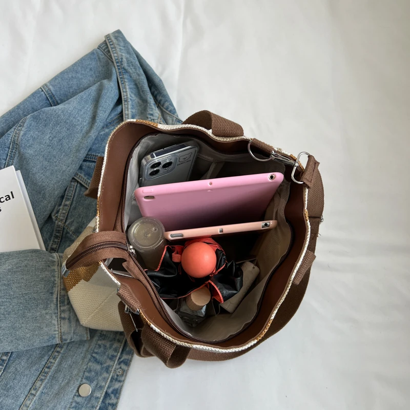 Fashion Handbags for Womens High Quality Canvas Ladies Shoulder Bags Designer Large Capacity Tote Crossbody Travel Bag Female