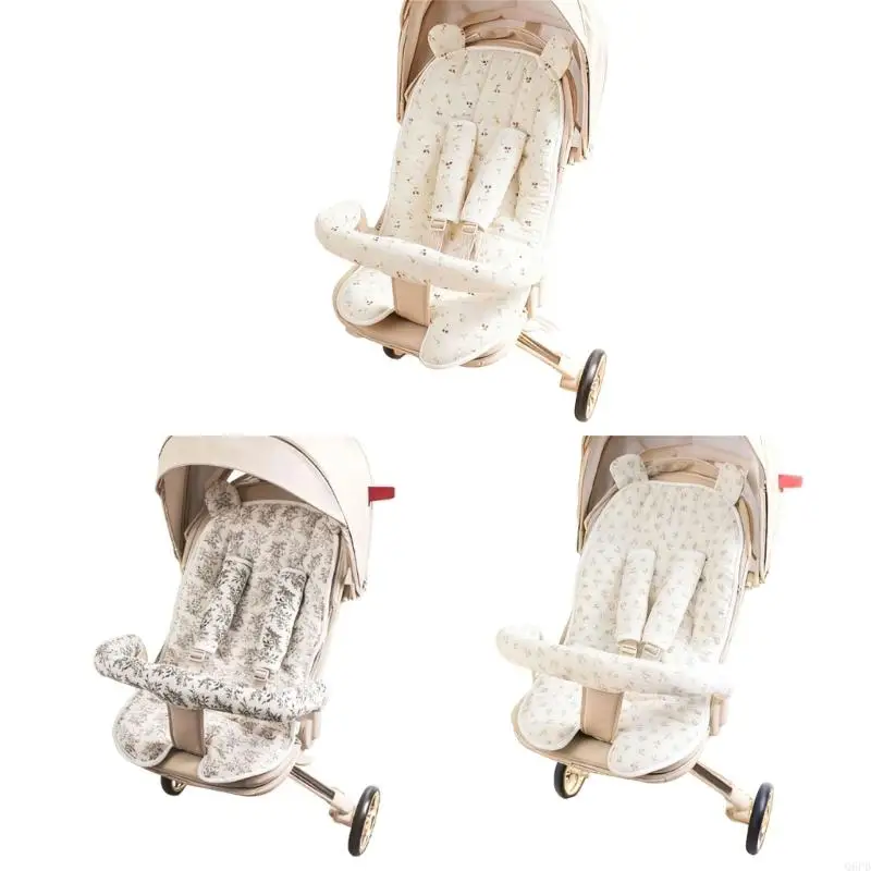 

Strollers Liner Insert Cover Belt Armrest Pad Set Cushion Shoulder Strap Handrail Pad with Printed Pattern