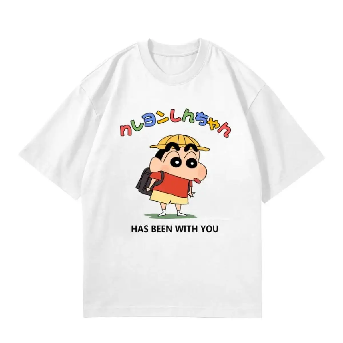 2026 Summer Comic Crayon Shin Chan 100% Cotton Loose Y2K T Shirt Men Casual Tops