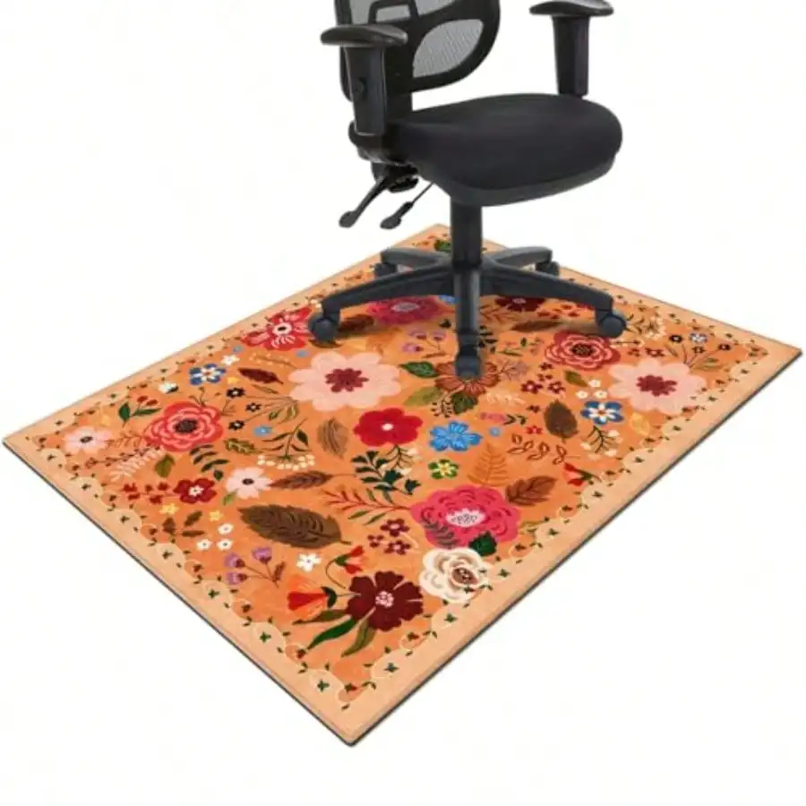 

Office Chair Mat for Hardwood and Tile FloorBoho Floral 36"x48" Computer Chair Mat for Rolling Chairs Carpet Under Desk Non S