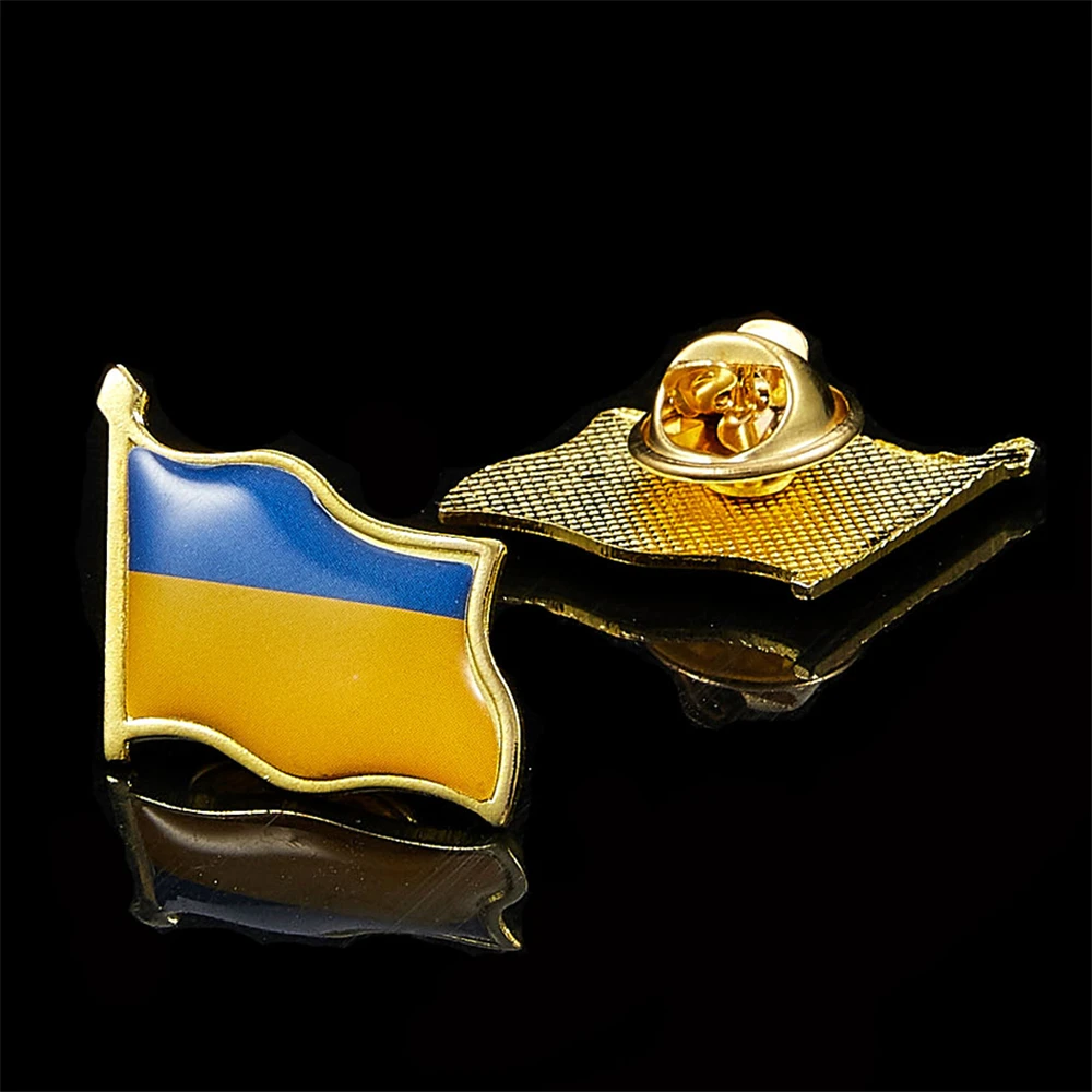 Ukraine National Flag Waving 3D Lapel Patriotism Pin Badge Brooch Country Pride