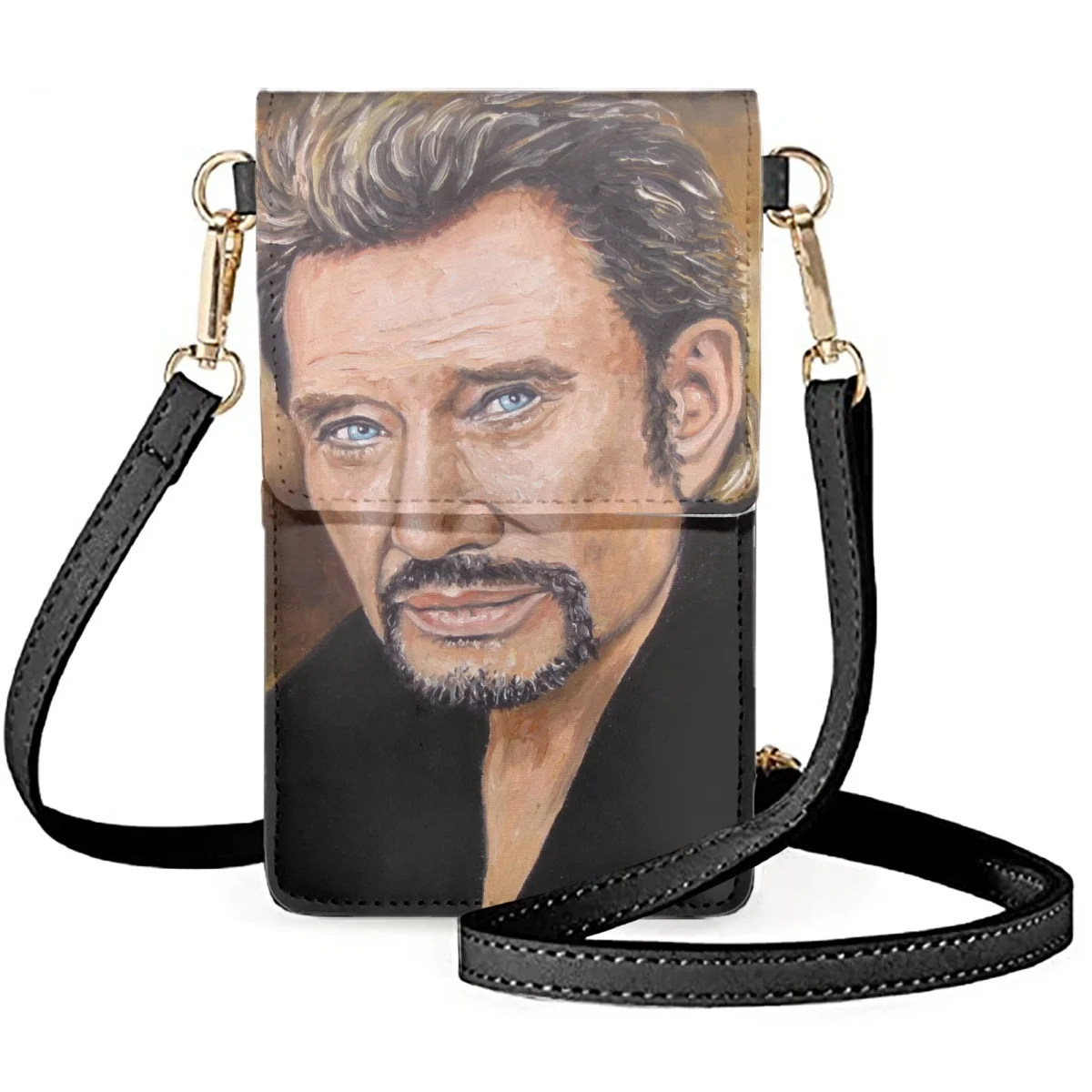 FORUDESIGNS Women Touch Screen Mobile Phone Bag Shoulder Bags Wallets Card Holder Female Small Purse Johnny Hallyday Print Bag