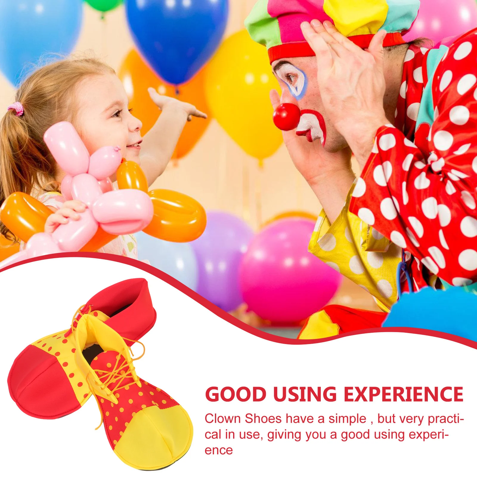 

2Pairs Clown Cosplay Shoes Comfortable Big Size Halloween Party Costume Clown Performance Props Halloween Scary Shoes