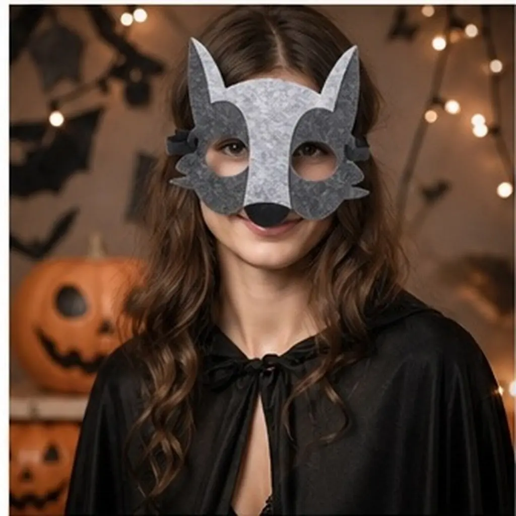 4Pcs Wolf Half Face Mask Halloween Animal Cosplay Masquerade Party Costume Photo Prop Accessory Wolf Mask Party Supplies