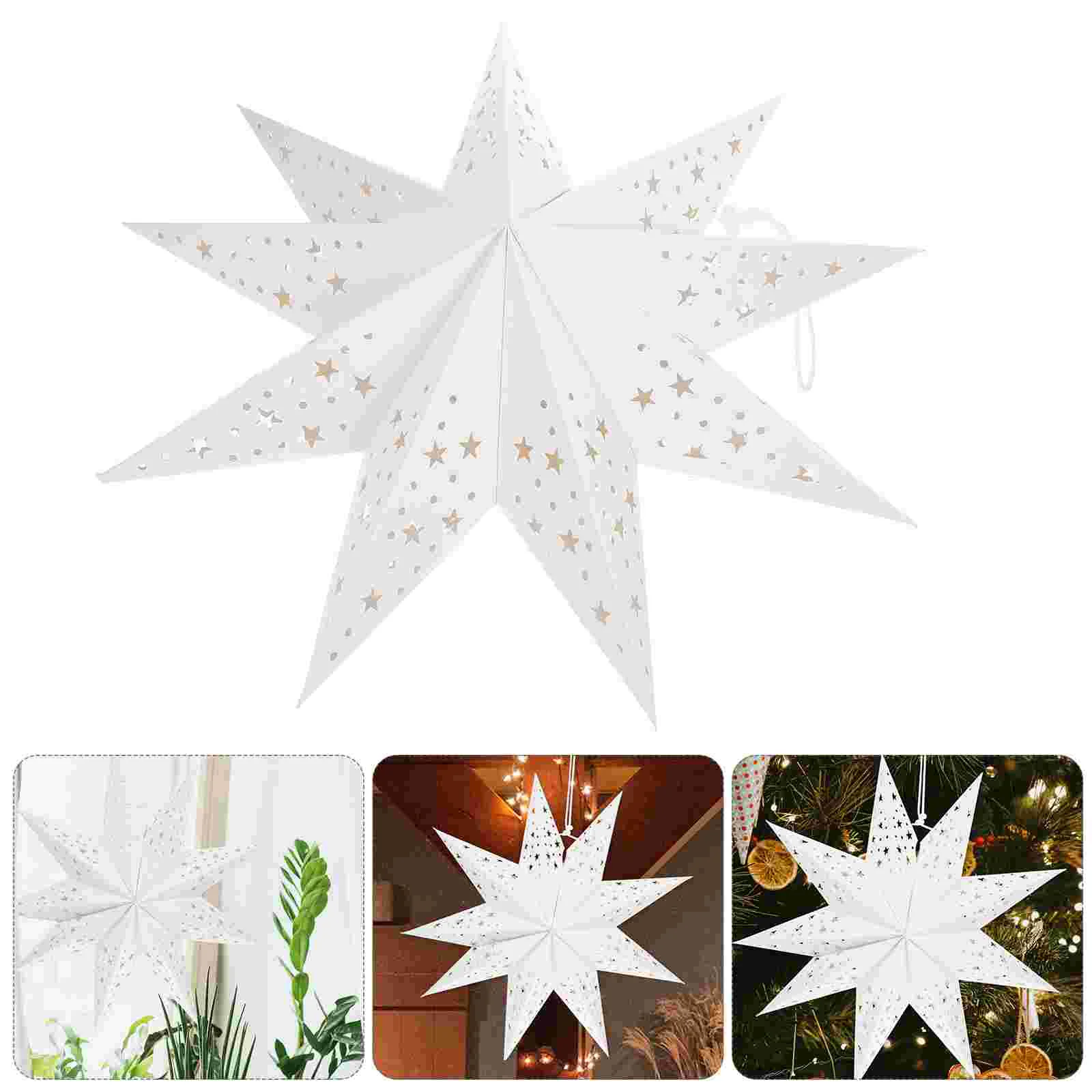 

45CM Hollow Out Stars Shaped Illuminated Paper Folding Style Festival Lantern Party Lantern (Whi