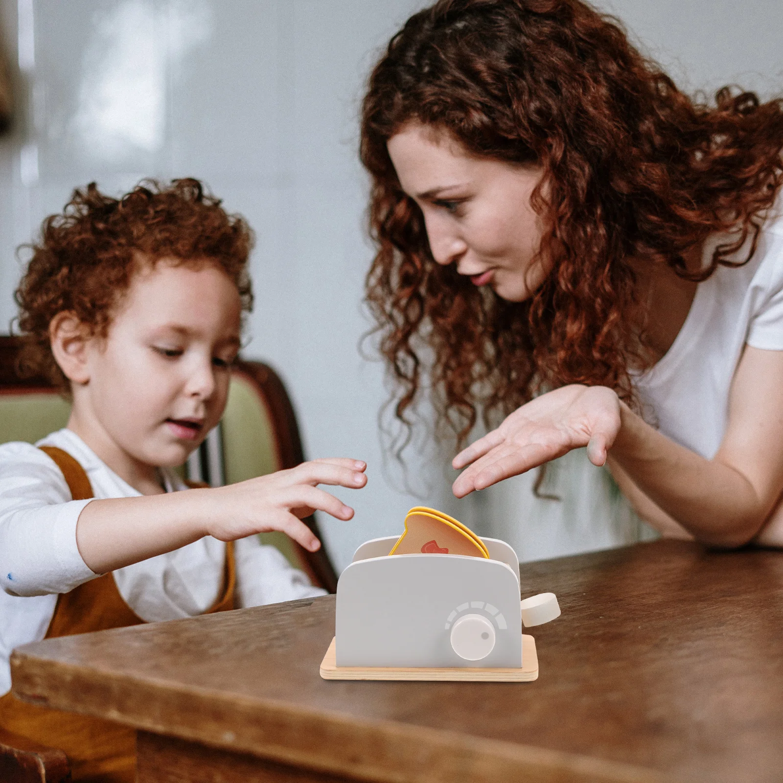 1セット木製トースターごっこ遊び朝食セットモンテッソーリキッチンアクセサリー幼児向けロールプレイキッチン調理セット