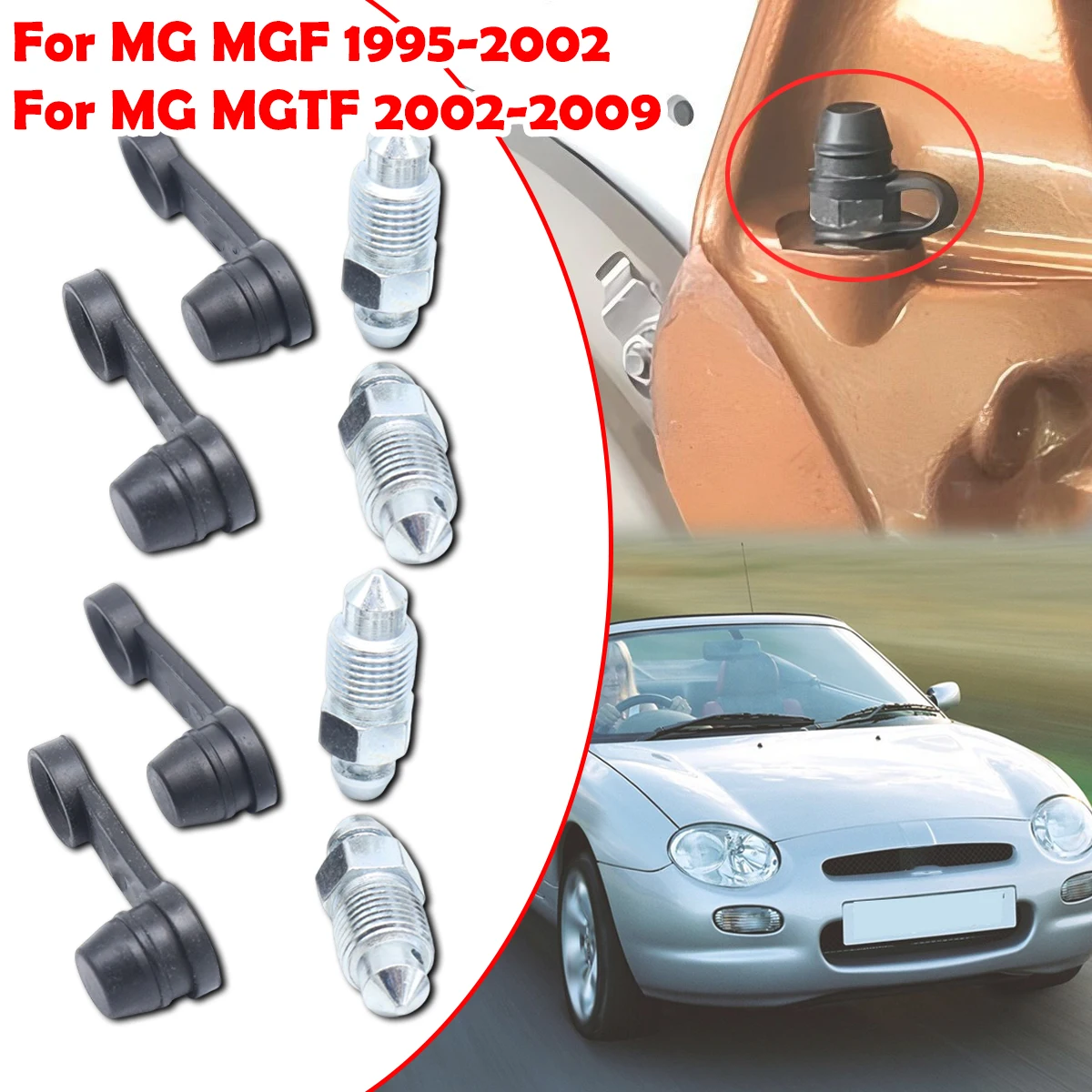 

Rear Bleeder Valves and Rubber Dust Caps Left Right Caliper Bleed Nipple Screw Repair Kit For MG MGF 1995-2002 For MGTF 2002-09