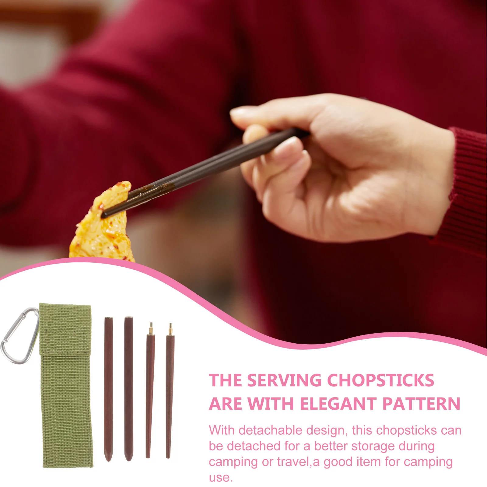 Log Folding Chopsticks Serving Utensils for Kids Cloth Reusable Dishwasher Safe