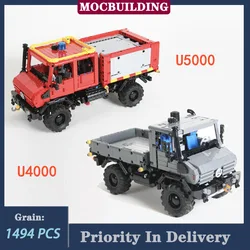 U5000 Fire Engine 1:21 Scale MOC City Technology Truck Model Building Block Small Trailer U4000 Boys Collection Toy Gifts