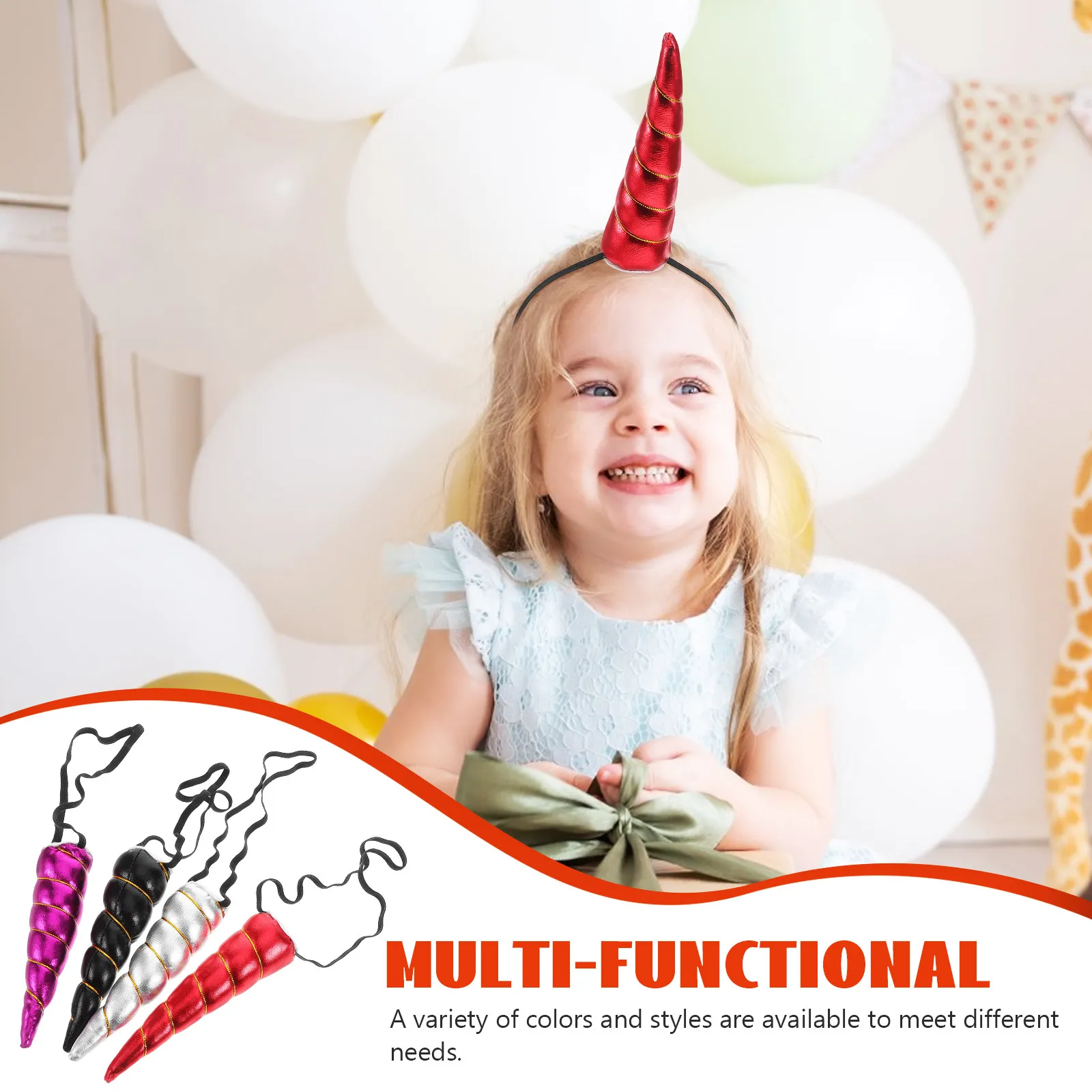 4Pcs Unicorn Hair Band Adult Unicorn Horn Headpiece Comfortable Nontightening Party Accessory Birthday Cosplay Christmas Theme
